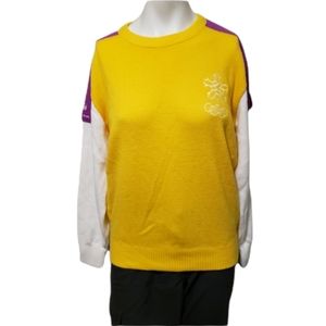 Olympics White Ram small Vintage 1988 Calgary purple yellow white crew sweater